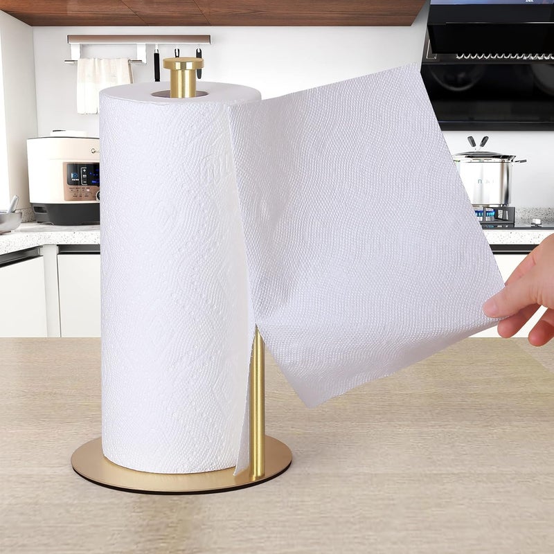 OBODING Gold Countertop Paper Towel Holder, Stainless Steel, Modern Kitchen and Bathroom Organization - Image 3